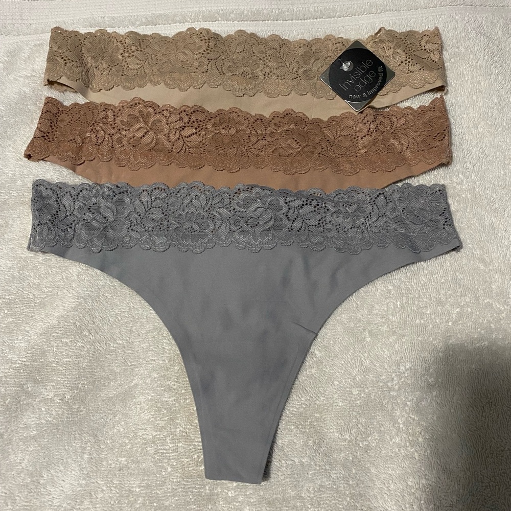 Sophie B. Lace Trim Panties Set - Gray, Brown, Tan